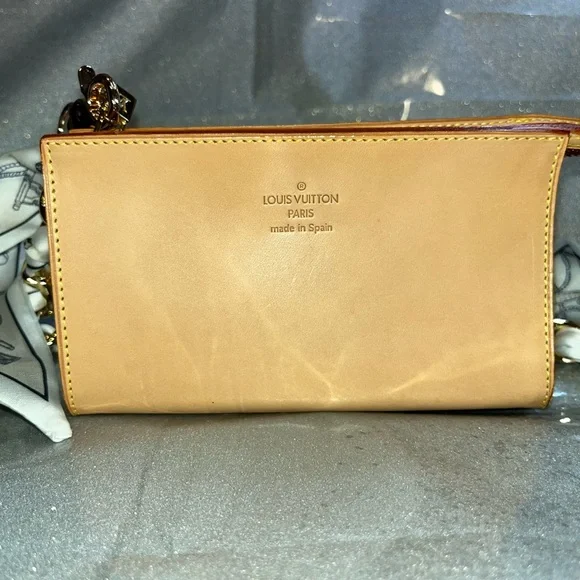 Louis Vuitton Calfskin Leather Pochette Chain Wristlet